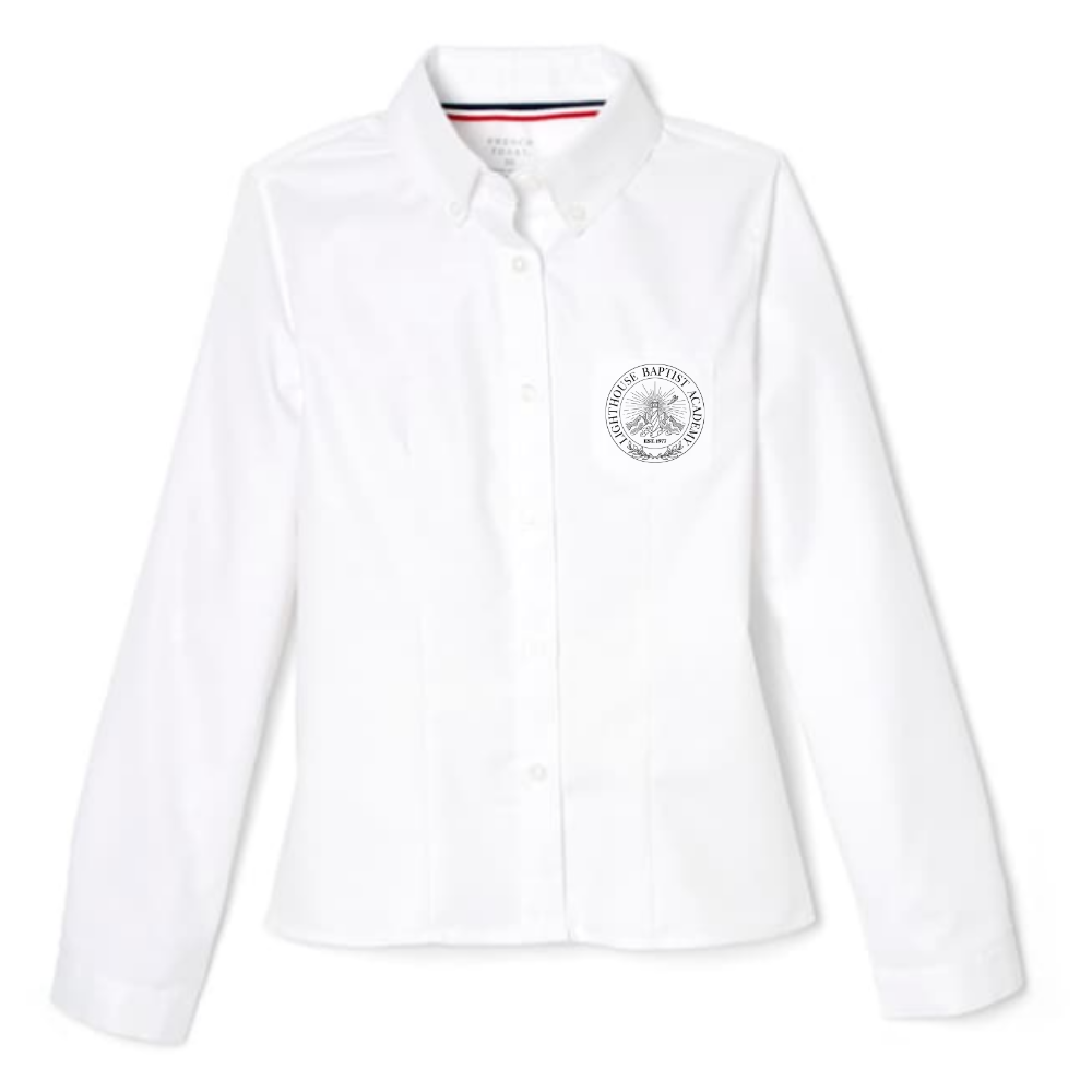 6th-12th Grade Girls Long Sleeve Blouse w/logo for chapel days